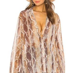 Revolve X House of Harlow Glenn Snake Print Button Down Blouse Top Size Small